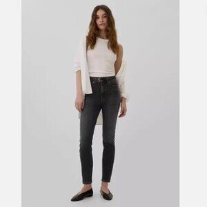 GAP Soft Vintage Slim High Rise Stretch Straight Black Wash Jeans Size 10 SHORT